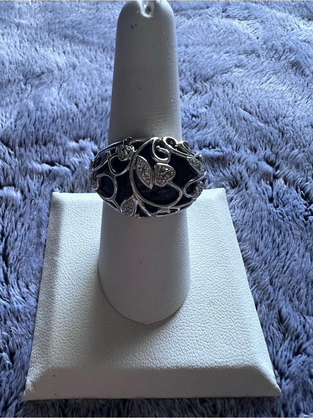 Affinity Diamonds Sterling Silver Filigree Black Onyx Ring Size 8